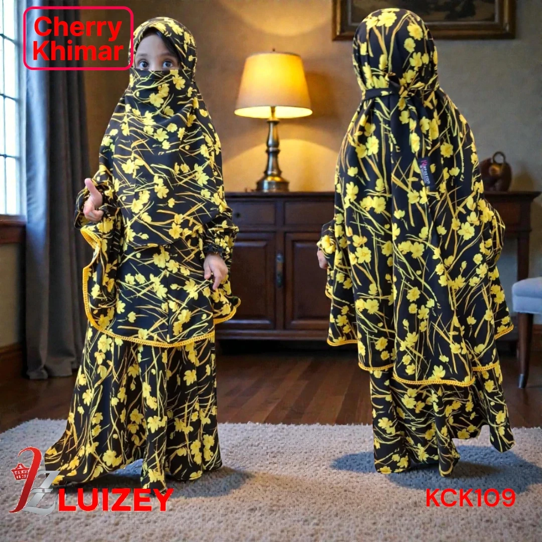 Kids Cherry Khimar Set Age 1 to 12 Customised KCK109