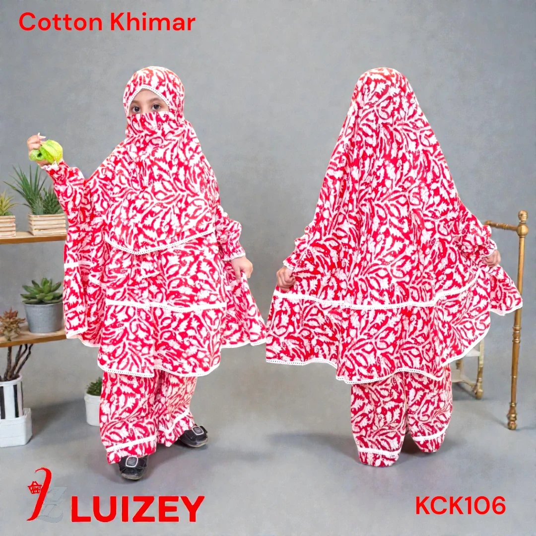 Kids Cotton Khimar Set Age 1 to 12 Customised KCK106