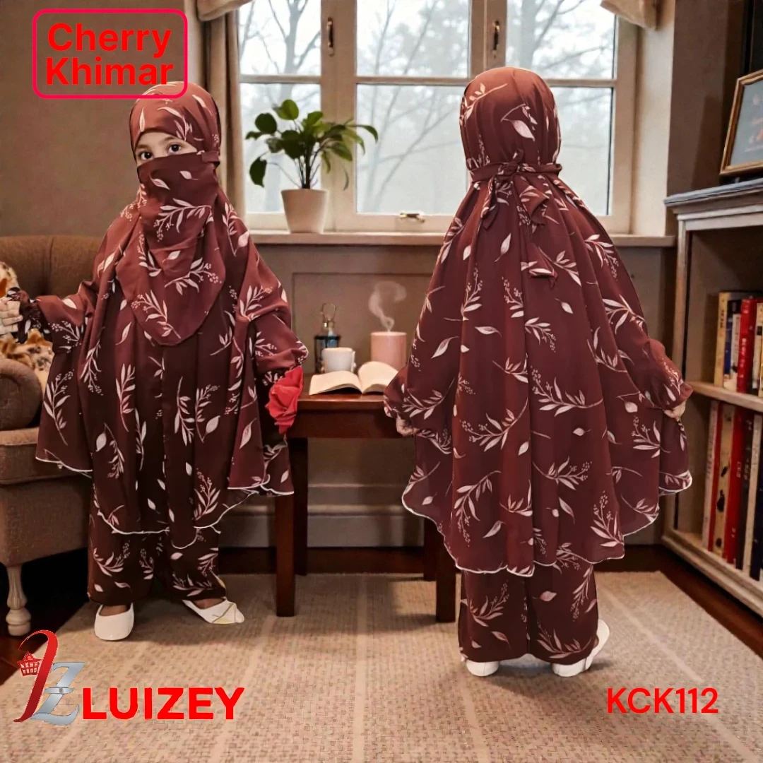 Kids Cherry Khimar Set Age 1 to 12 Customized KCK112