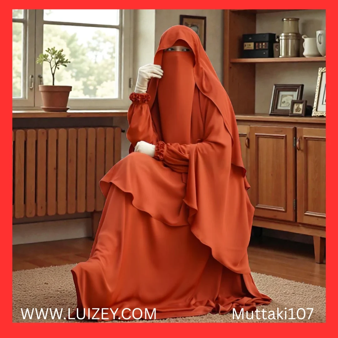 Cherry Burkha + Kuchi Hijab + Double Part Nose Niqab Muttaki107